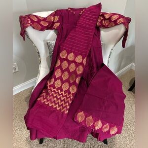 Elegant Magenta and Gold Traditional Outfit